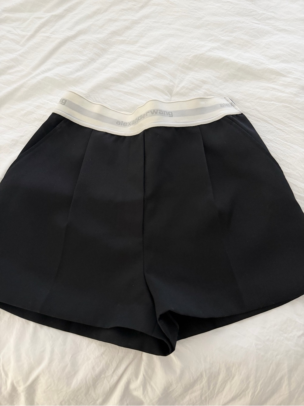 Alexander Wang Black High-Waist Shorts with Branded Elastic Waistband